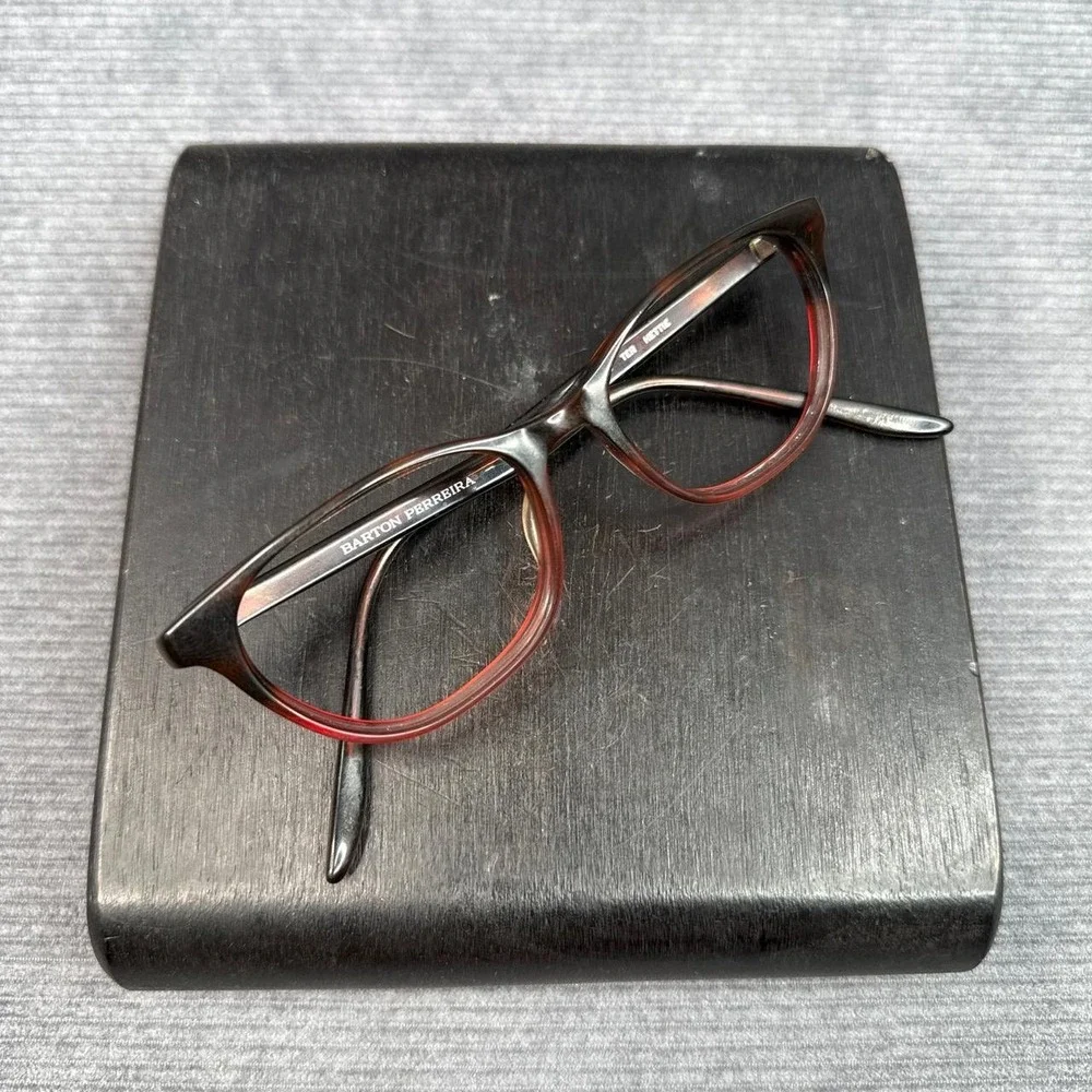 Barton Perreira Hettie TER Tortoise Red‎ Cat Eye Eyeglass Frames 49-17-145 Y2k
